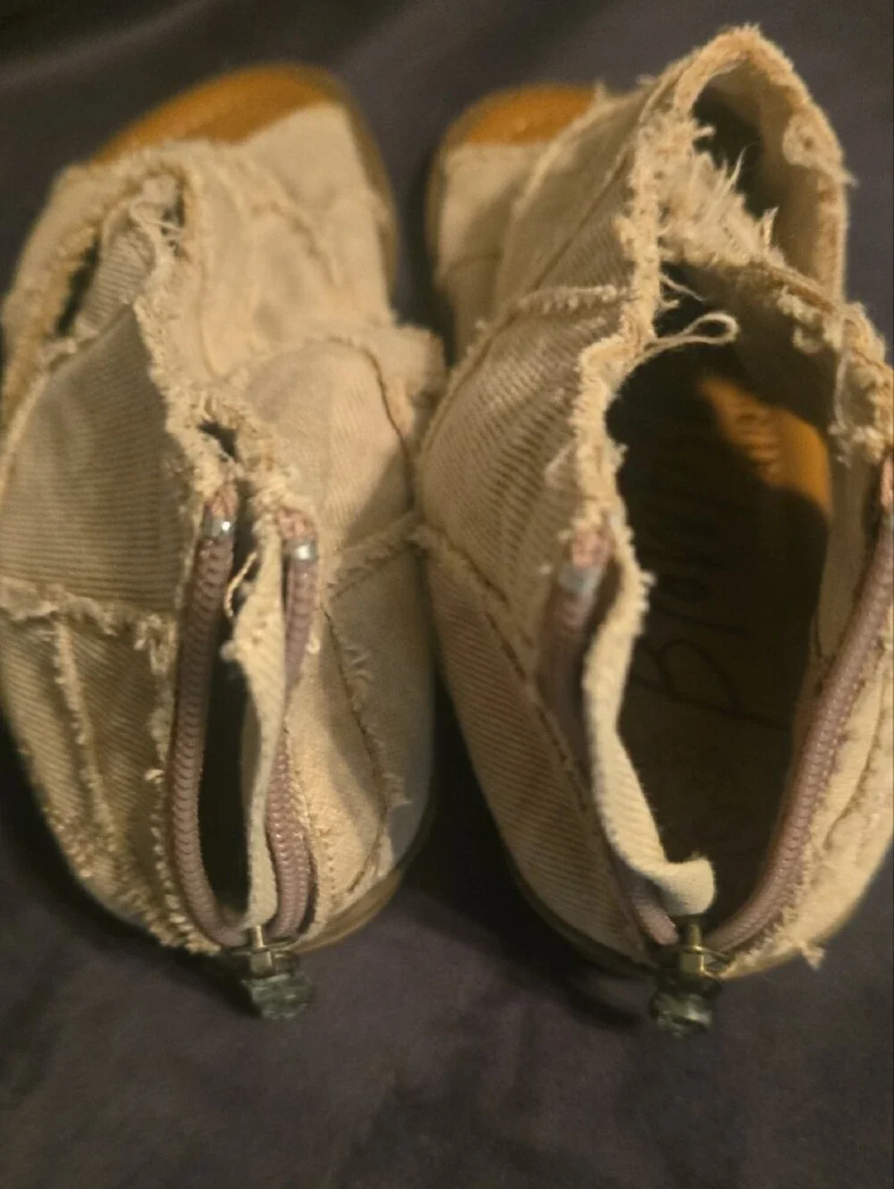 Blowfish Beige Frayed Canvas Slide Sandals